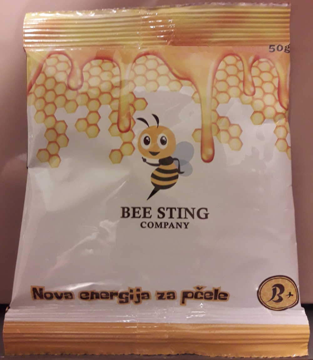 B+, a honey bee supplement, packaging, front side. 